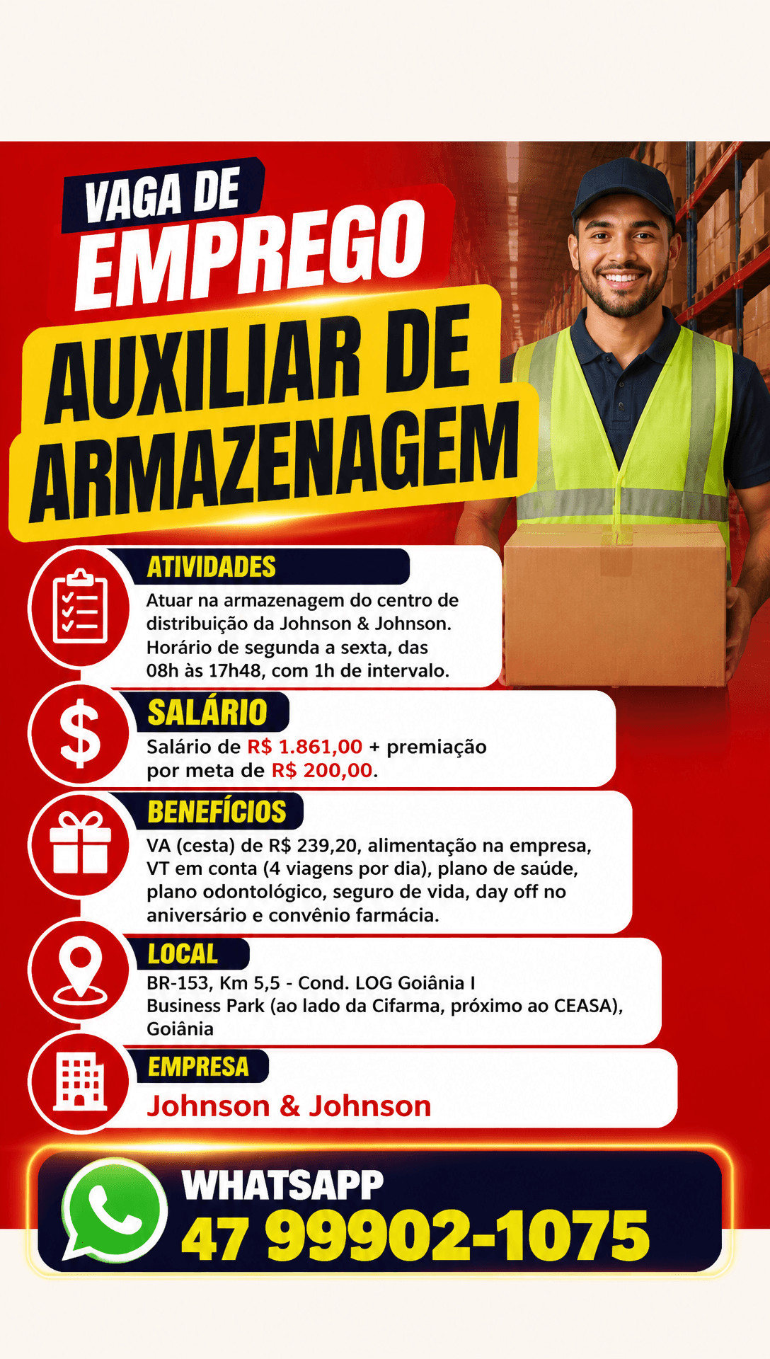 Arte da vaga de Auxiliar de Armazenagem