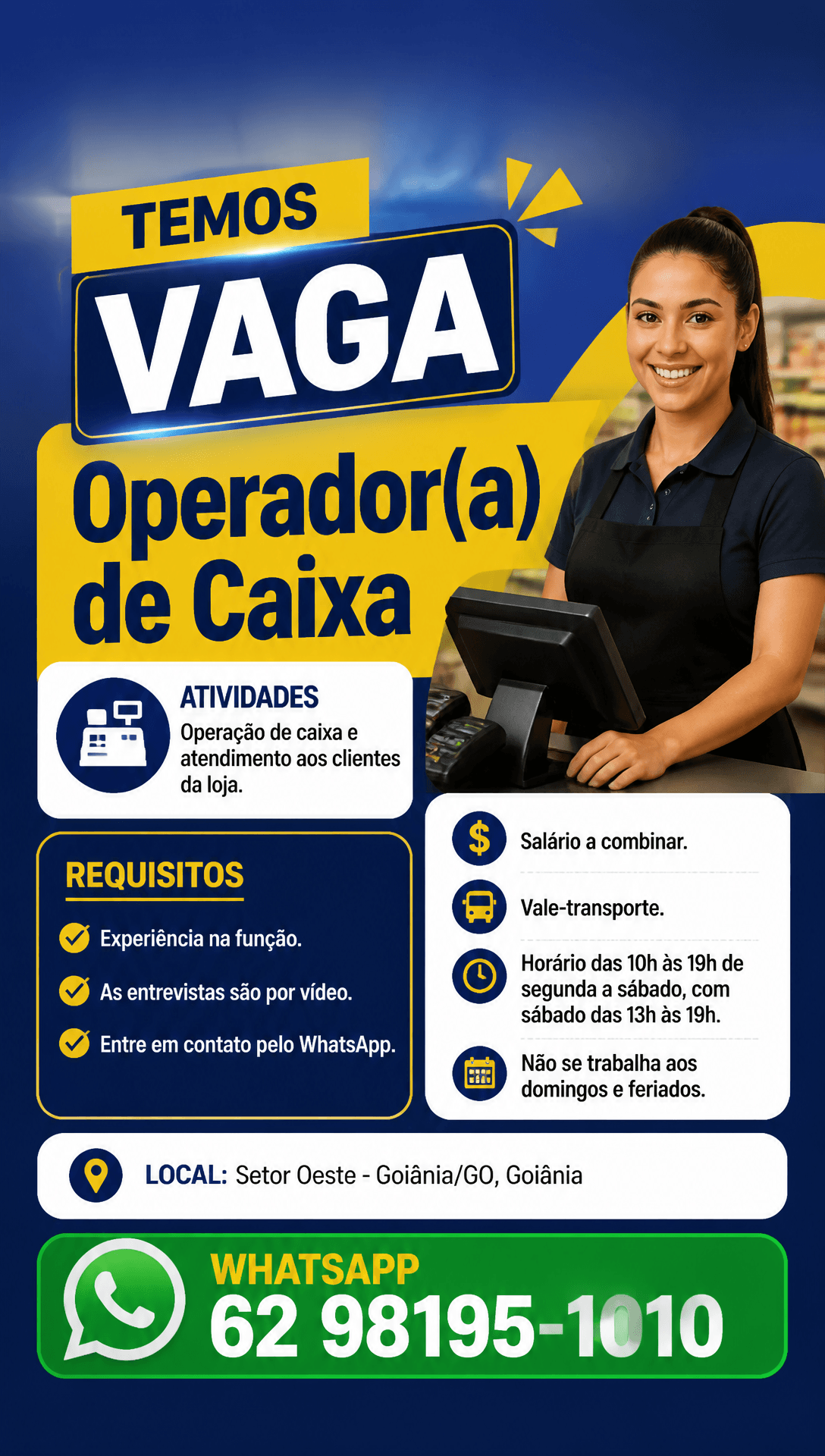 Arte da vaga de Operador(a) de Caixa