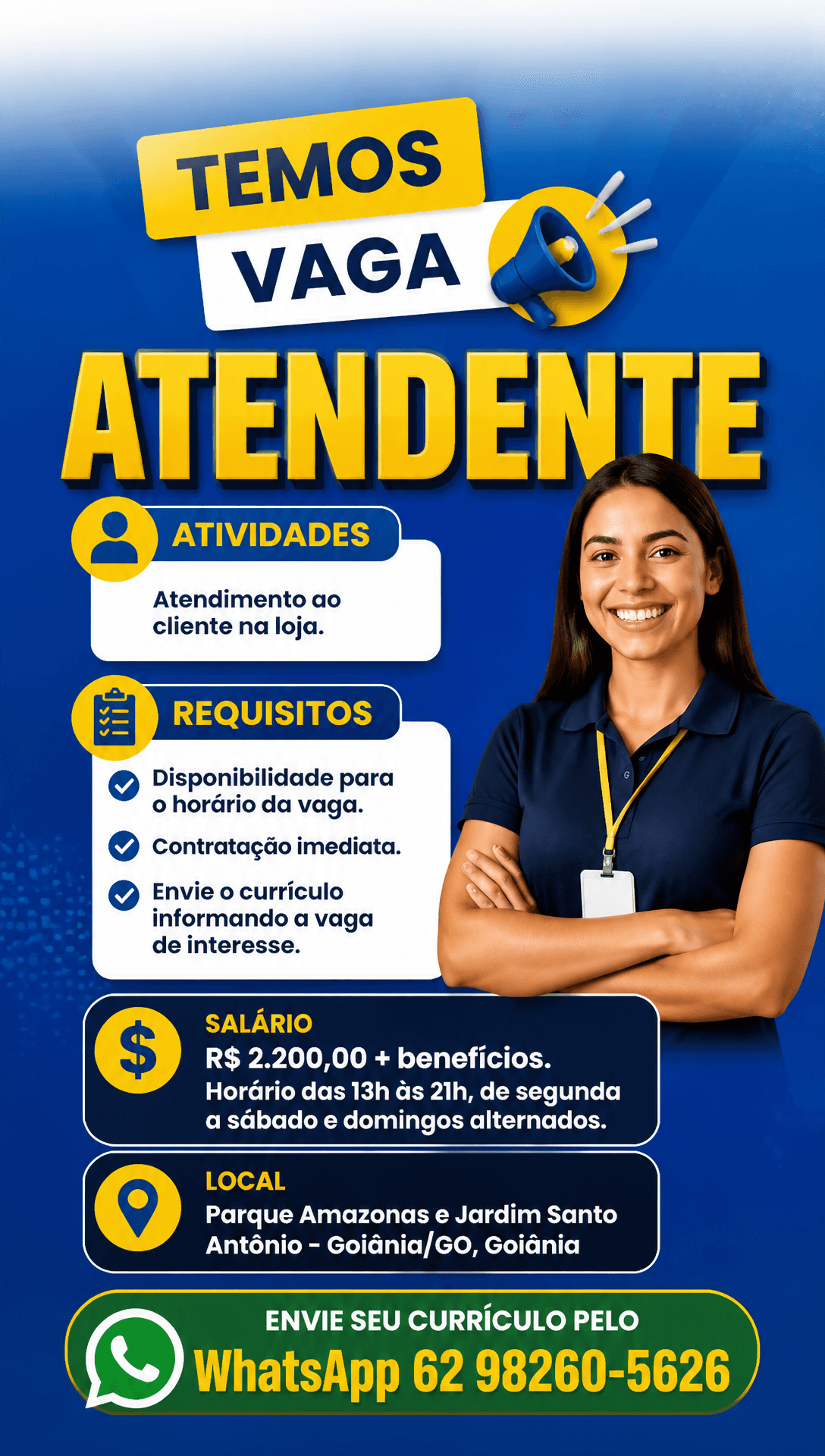 Arte da vaga de Atendente