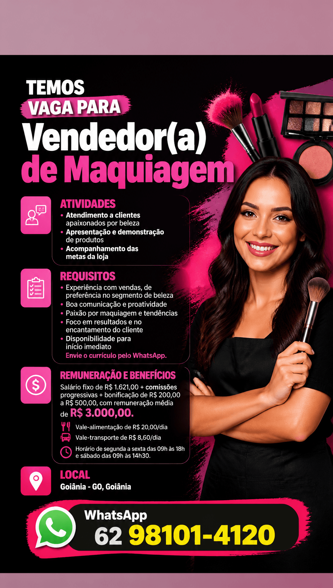 Arte da vaga de Vendedor(a) de Maquiagem