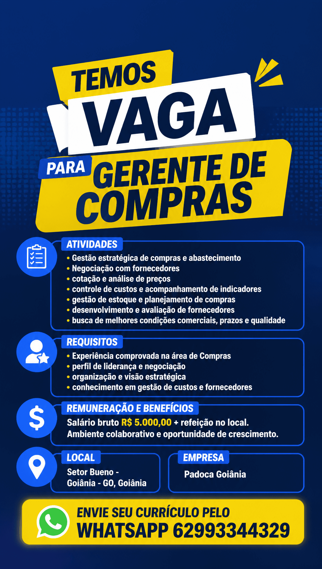 Arte da vaga de Gerente de Compras