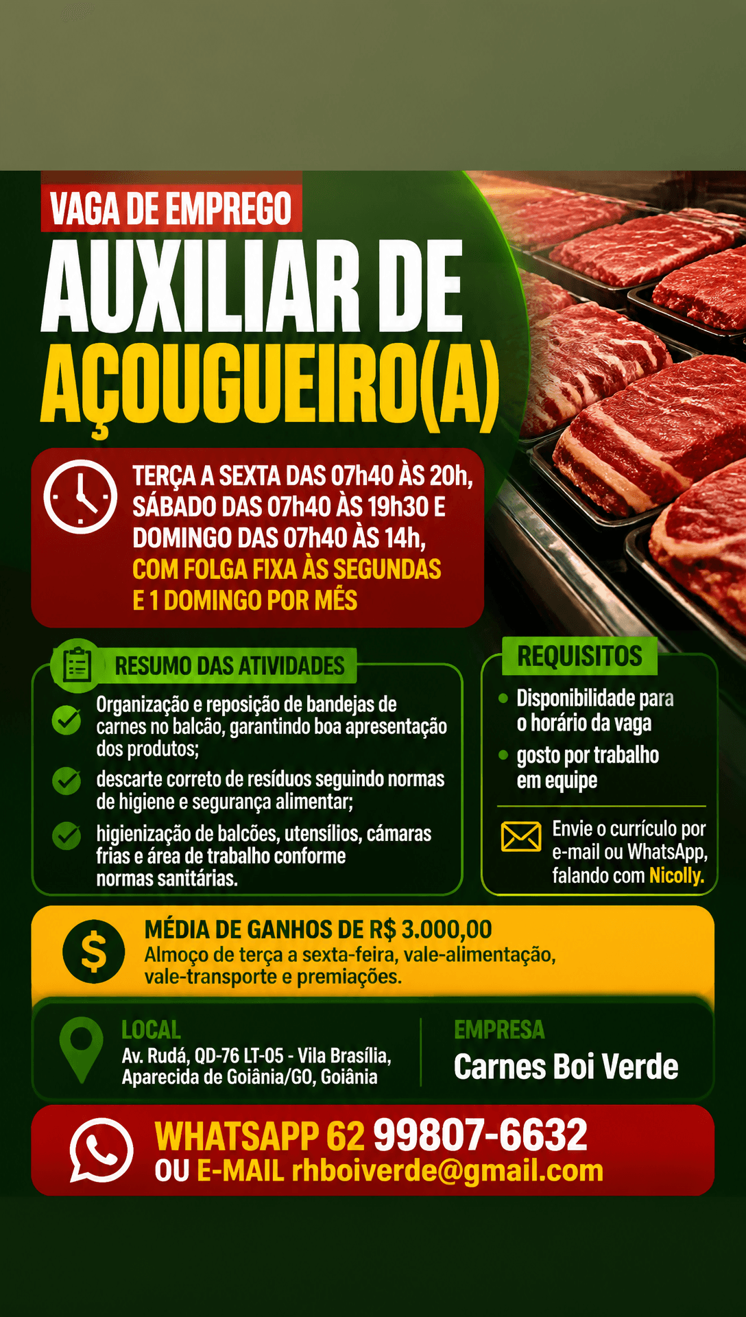 Arte da vaga de Auxiliar de Açougueiro(a)