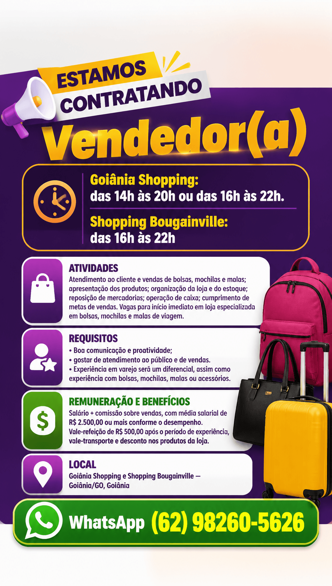 Arte da vaga de Vendedor(a)