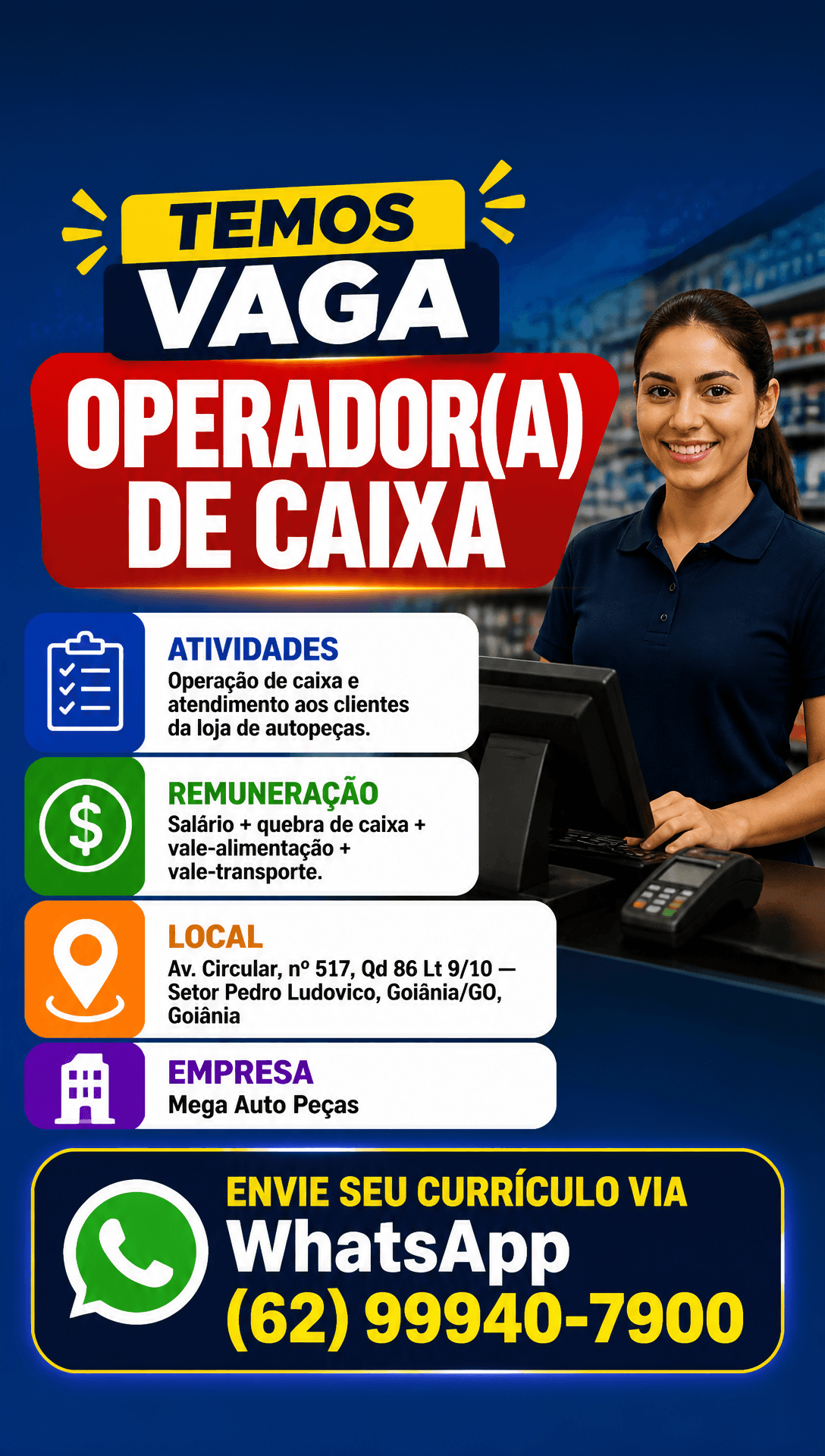 Arte da vaga de Operador(a) de Caixa