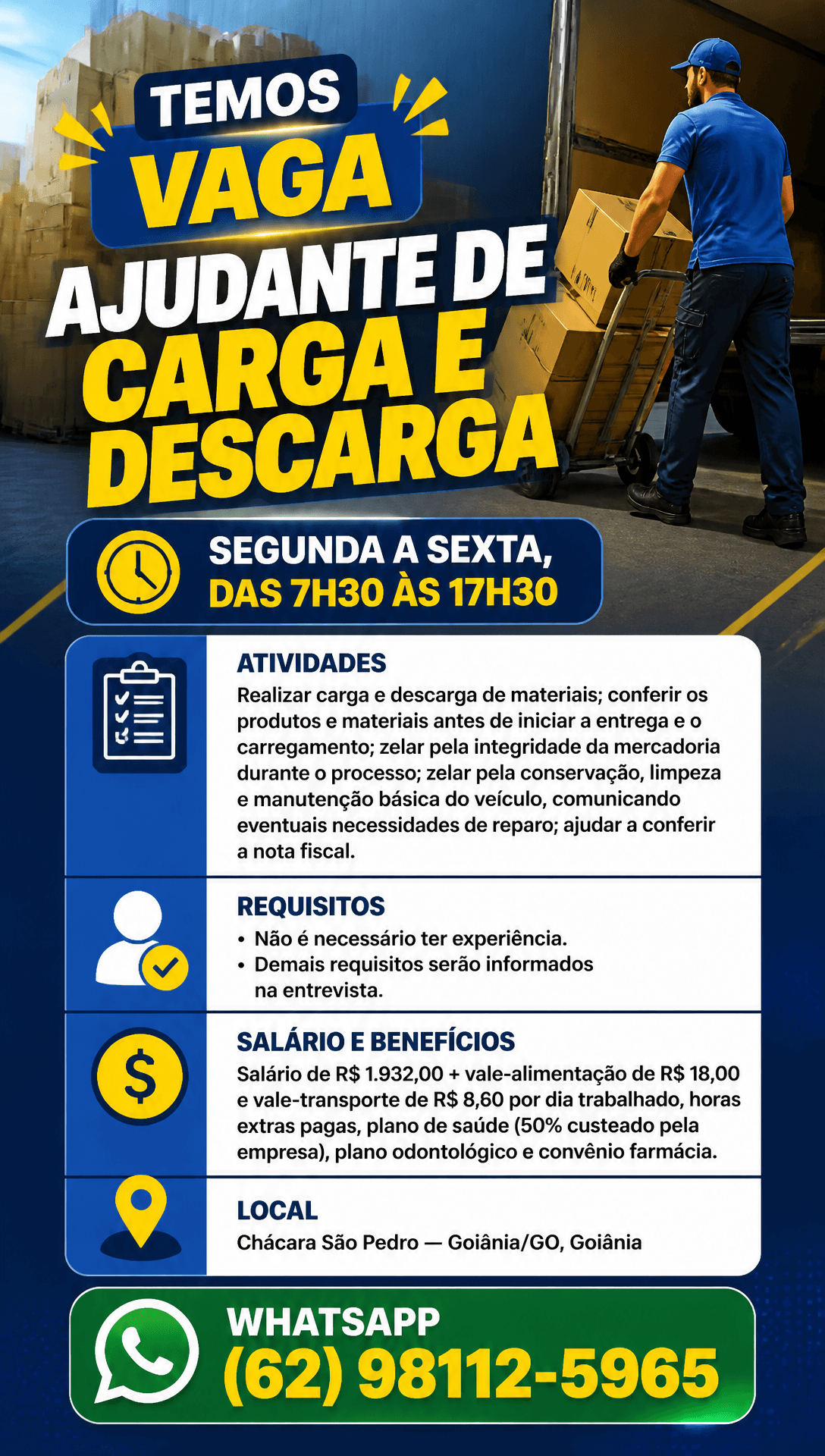 Arte da vaga de Ajudante de Carga e Descarga